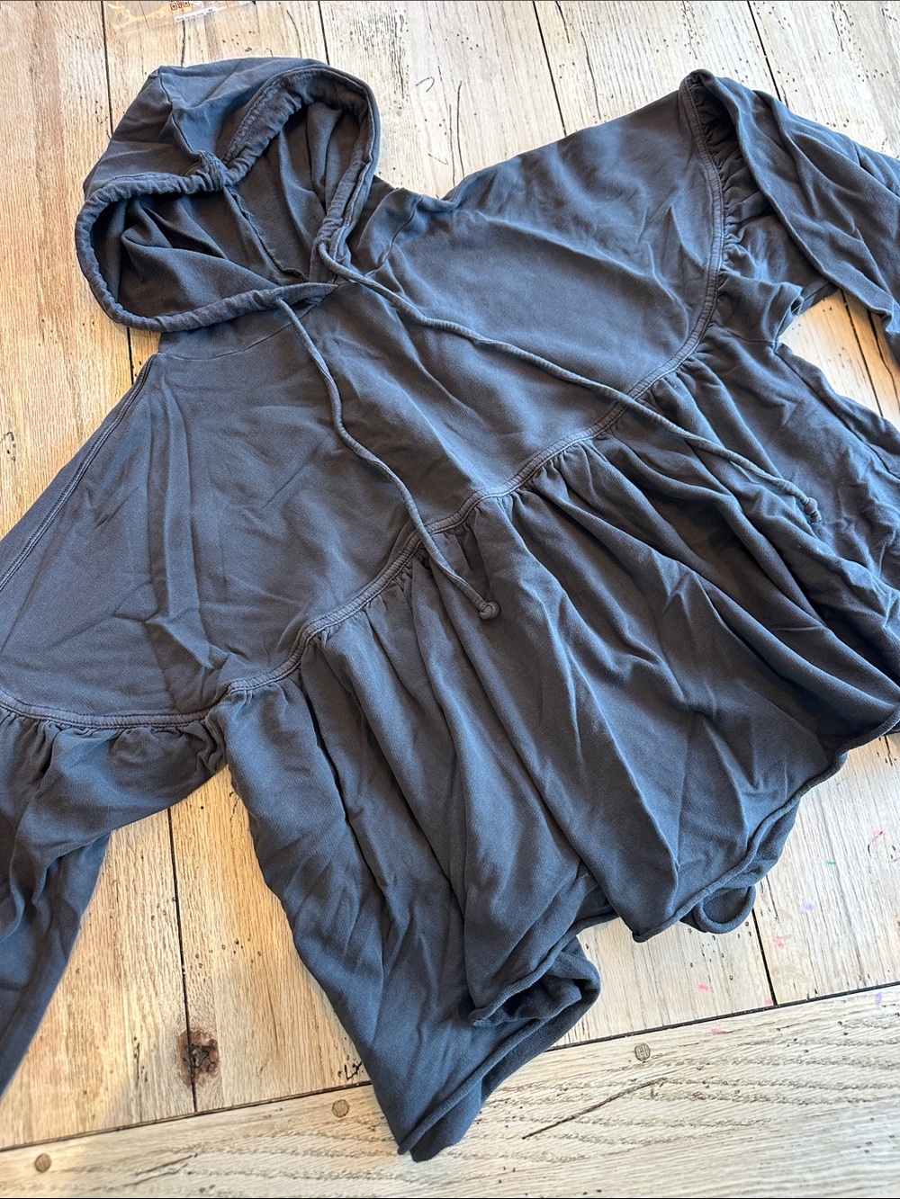 aerie Charcoal Hooded Peplum Sweatshirt - Picture 1 of 4